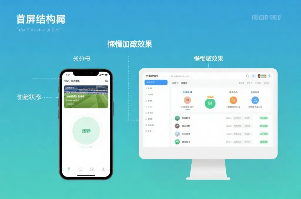 比分页面首屏骨架屏与懒加载效果示意图